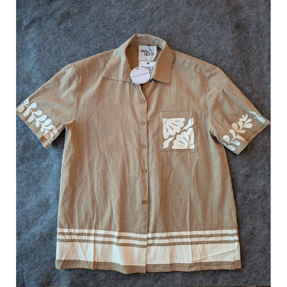 NWT Paper Heart Holly latte Shirt  Womens sz 8  Cotton Designed in Australia